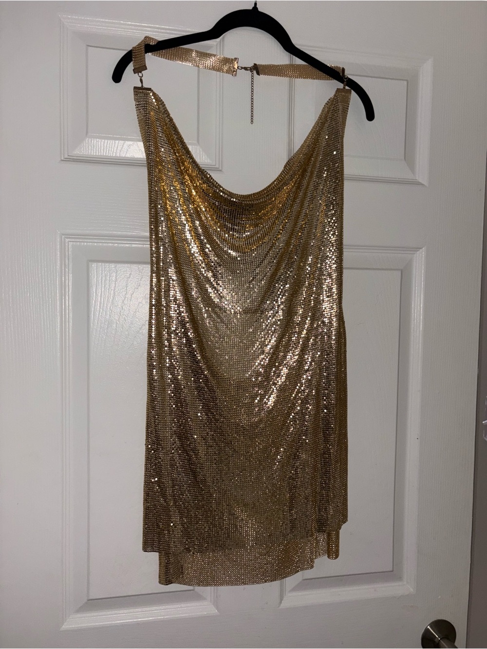 Gold Sequin Draped Mini dress